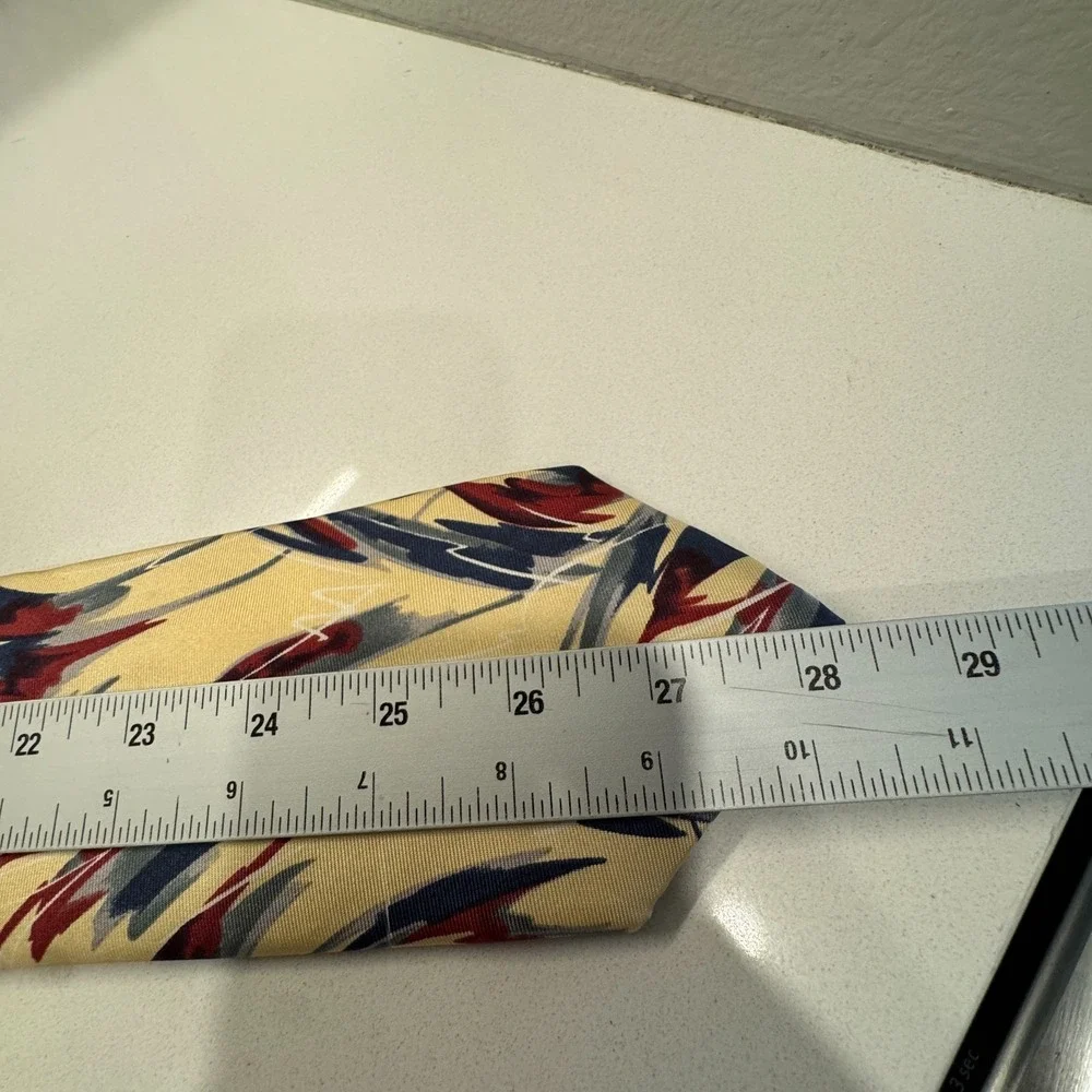 Vintage Lands End Tie Floral Abstract 100% Silk USA Made Hand Sewn Old Money‎